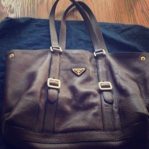 Prada brown leather with gold buckles